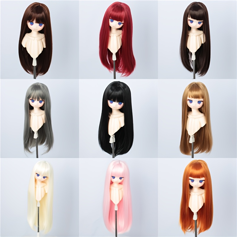 8 9 inch head     bjd wigs only selling wigs collection of soft long straight hair suitable for adults