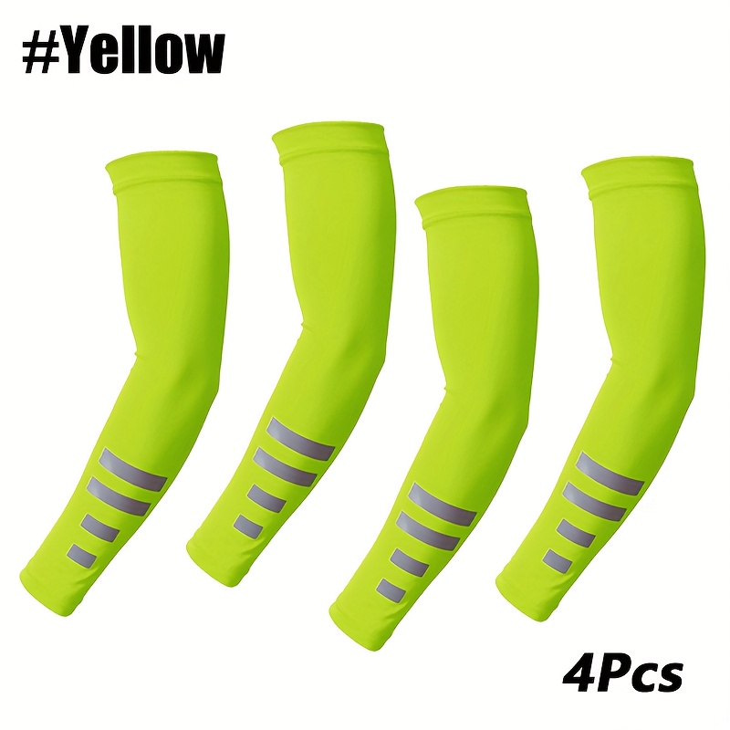 TEMU 2 Pair Arm Sleeves For Men Women, Reflective Stripe Compression Sleeves To Cover For Working, Arm Sleeves For Golf Outdoor Sports