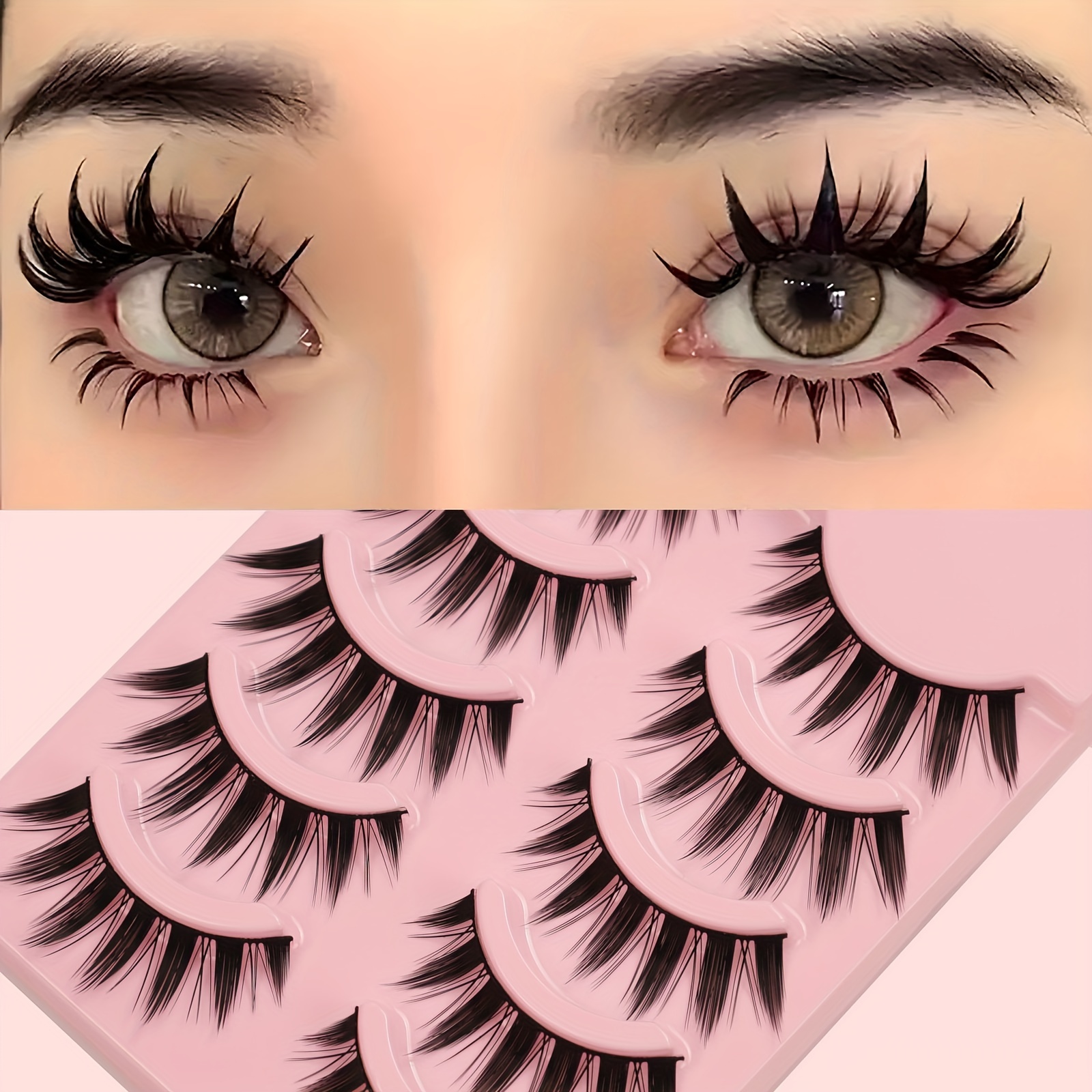 

5 Of Comic False Eyelashes - Doll Makeup, Suitable For Playing And , And Reusable