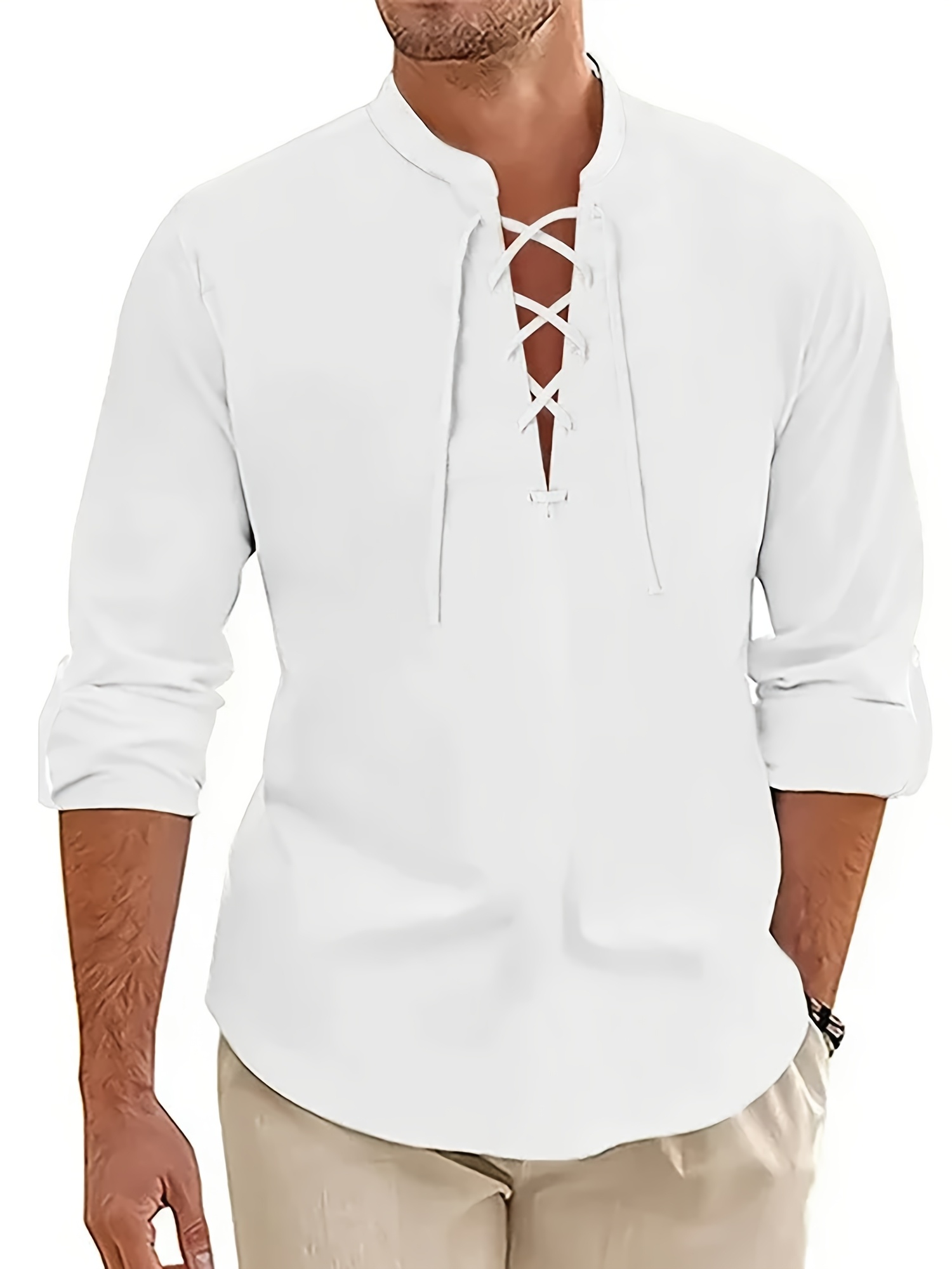 knee length dresses for ladies Davin Tie Stripe Linen Shirt – Gorsuch main image 1