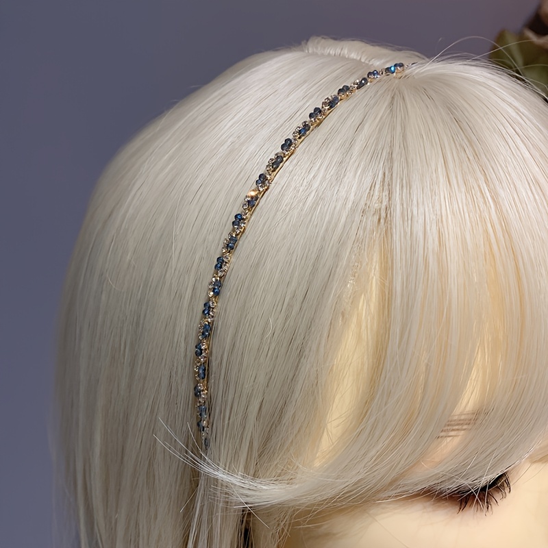 

1pc Elegant Sparkling Rhinestone Thin Head Band Retro Style Non Slip Hair Hoop For Women Wear