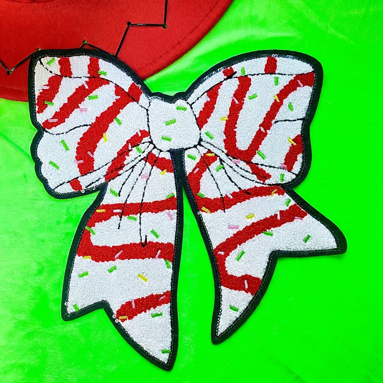 

Christmas Bow Iron-on/sew-on , 1pc - Applique For & Accessories, For , Jackets, Vests, Backpacks | - Embroidered Adhesive Backing