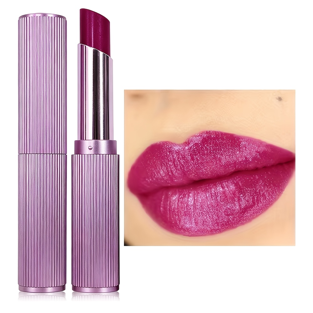 Deep Magenta Shimmer Lipstick, Moisturizing Lip Gloss Stick, Waterproof Smooth Rendering Lip Paste, Daily And Party Festive Makeup