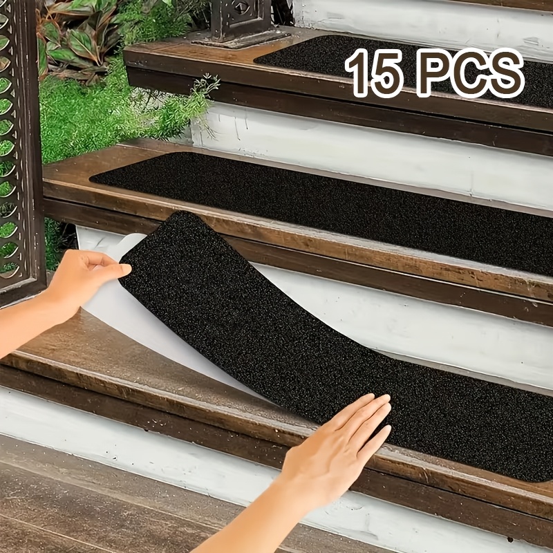 TEMU 15-packs 6x24 Non-slip Stair Treads - Indoor Heavy Duty Durable Protection For Staircase, Skateboard & Deck - Anti-slip Adhesive Strips, ,