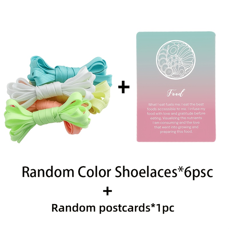 TEMU 6pcs Random Colors 3 Pairs Mixed Shoelaces -the-dark Shoelaces And 1pc Random Style Postcard, For Athletic Shoes Men Women Athletic Shoes,