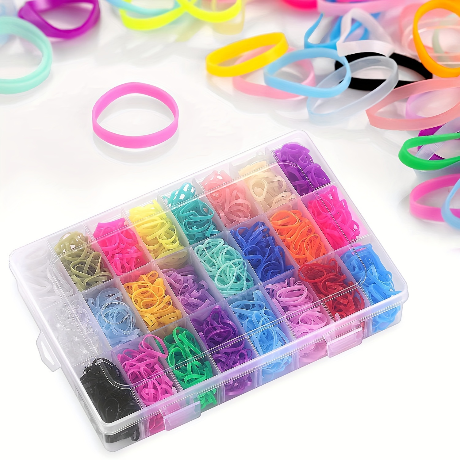 Image of 2000pcs Elastic Hair Rubber Bands, 24 Colors Small Hair Ties With Topsy Tail Hair Tools Rat Tail Comb Hair Additions