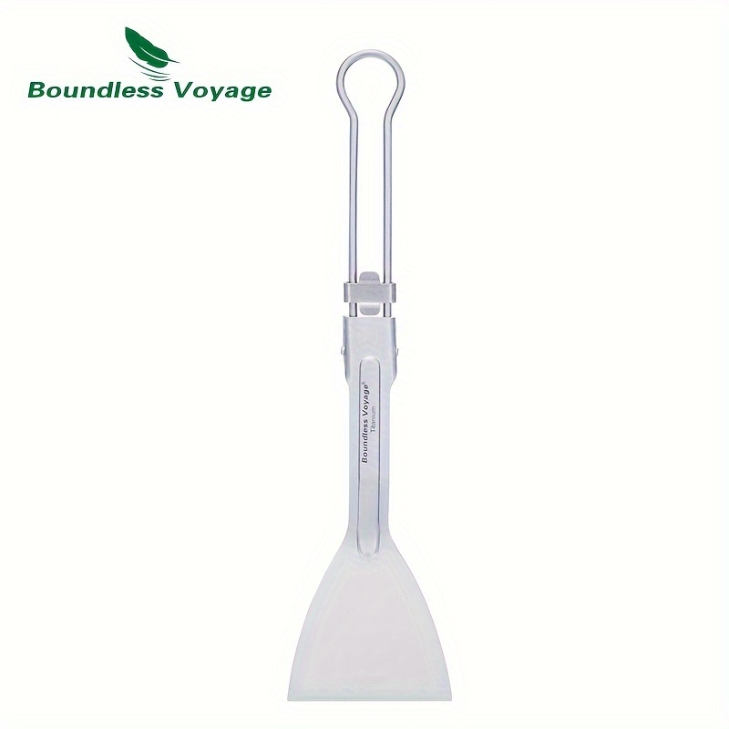 Image of 1pc Voyage Pure Titanium Outdoor Folding Mini Spatula Lightweight Portable Camping Frying Spatula Picnic Rice Spoon Camping