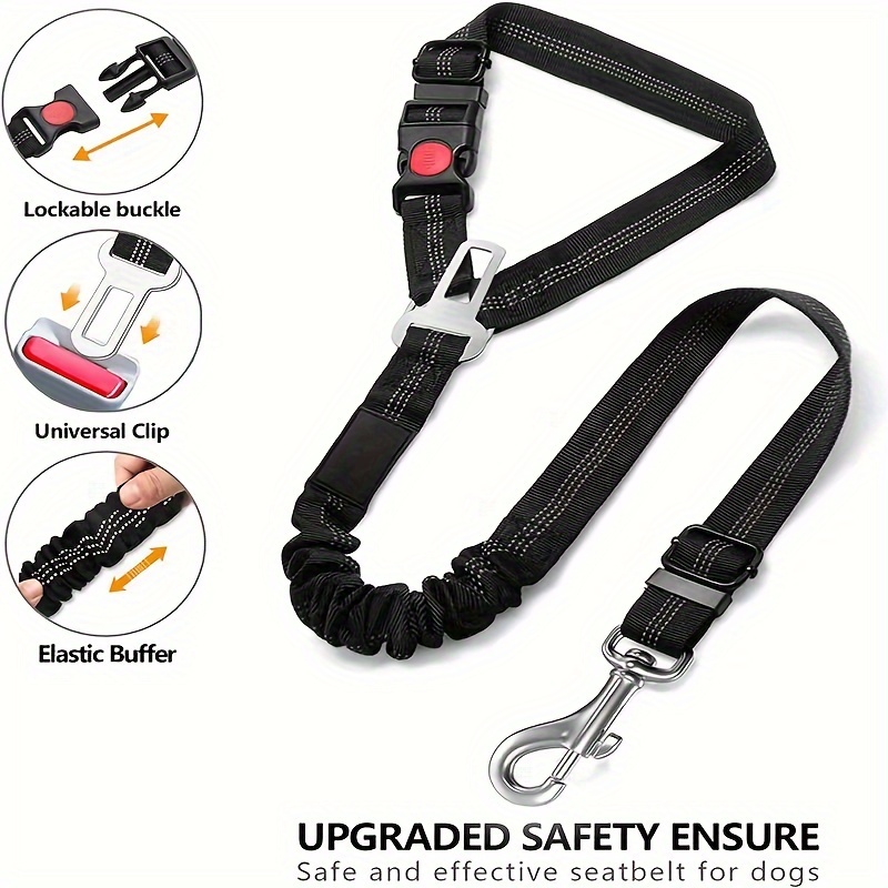 

1pc Reflective Nylon With Bungee & Safety - Adjustable, Machine Washable, Multi-functional Car Seatbelt Attachment For , Nighttime