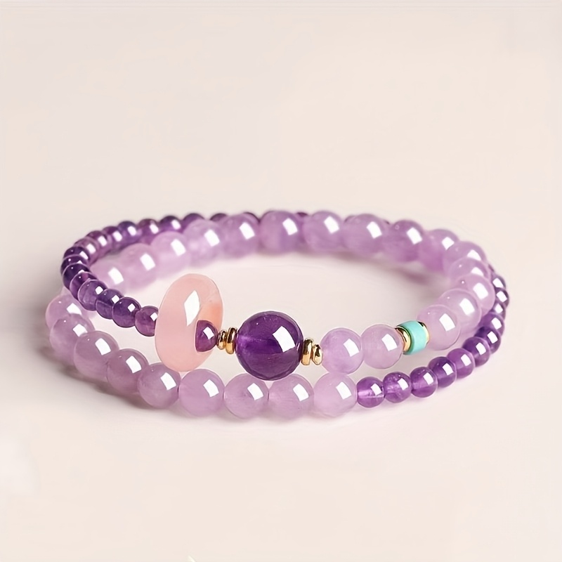 TEMU Pulsera de cuentas de estilo europeo y americano con dorados, joyería de cristal de lujo para uso diario elegante, novedad 2026