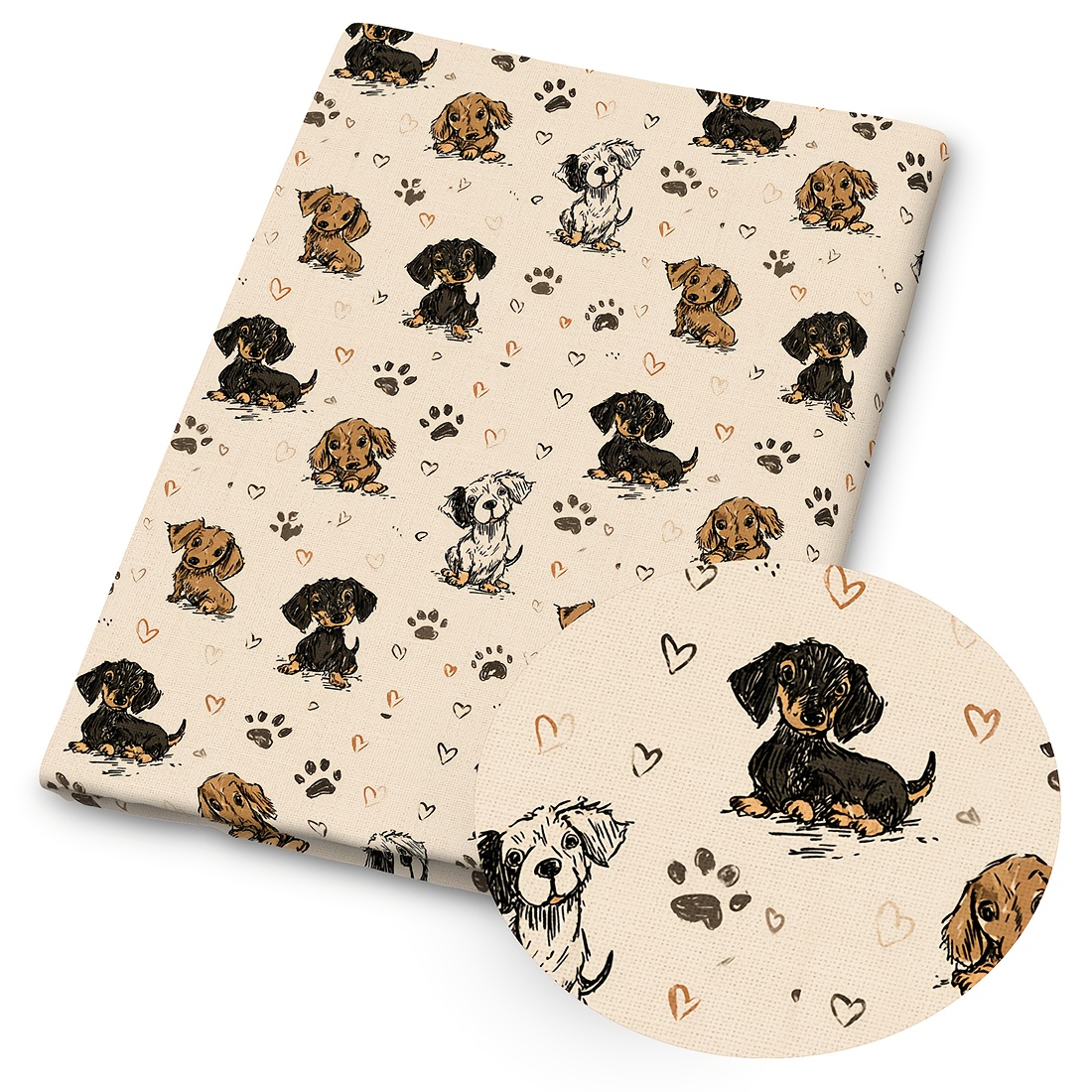 TEMU 1pc Of Dog-themed Print Fabric — Dimensions: 59 X 19.68 Inches (150 X 50cm), Featuring Cute Dog Patterns, Suitable For Diy Crafts, , And Wallet