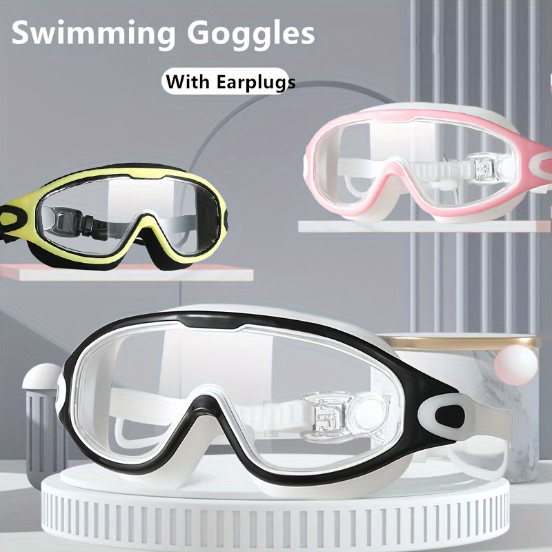 

Adult Swimming Goggles With Earplugs - Waterproof Swim Glasses, , Age 14+ (pack Of 1, Black)