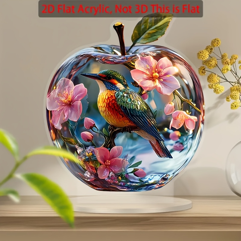 

And Hummingbird Acrylic With Base - 2d Flat Ornament Desk, Bedroom, Garden, Office, Restaurant, Bathroom, Living Room Decoration - Ideal Gift 6.7"x7.8