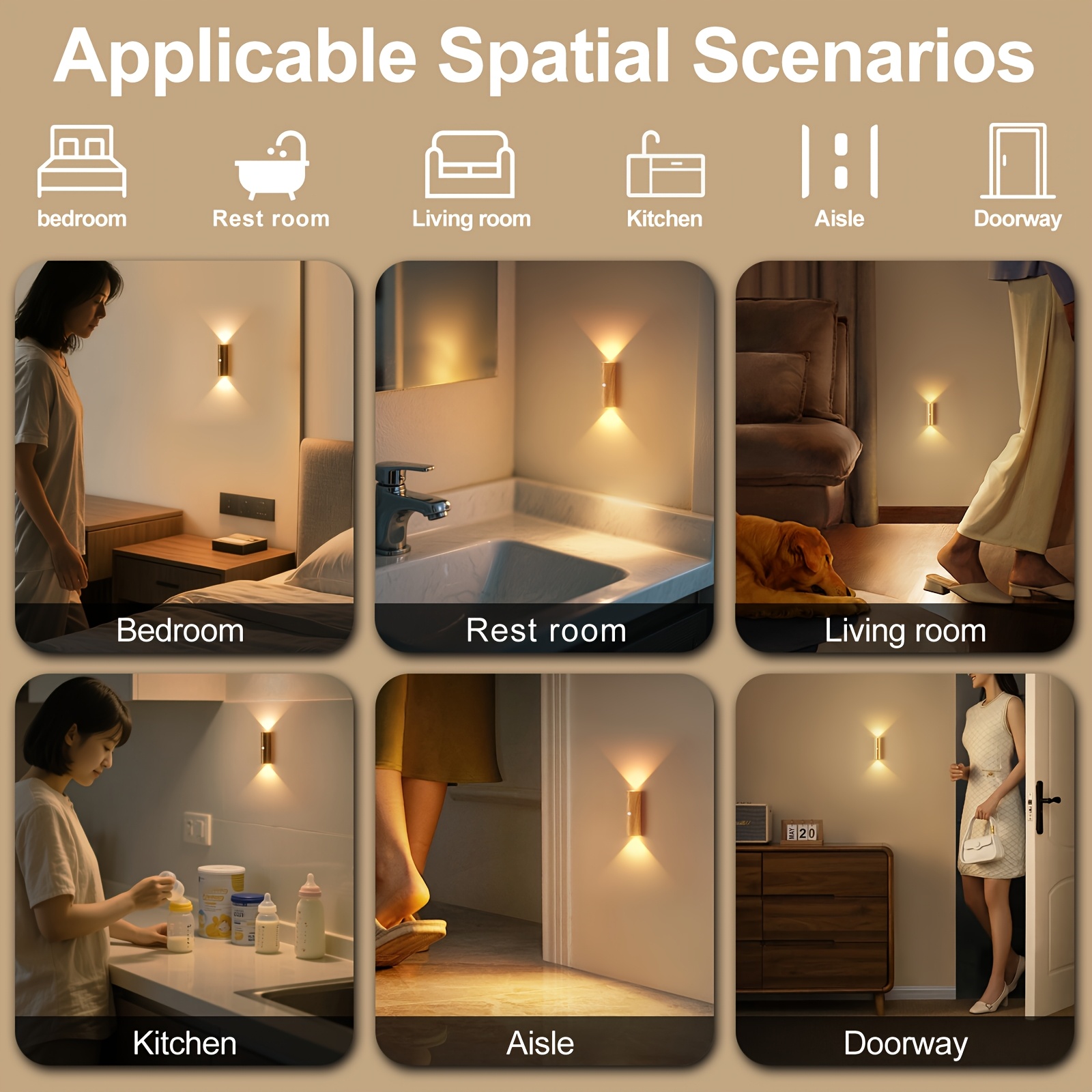 LED Wall Light with Motion Sensor and USB Charging