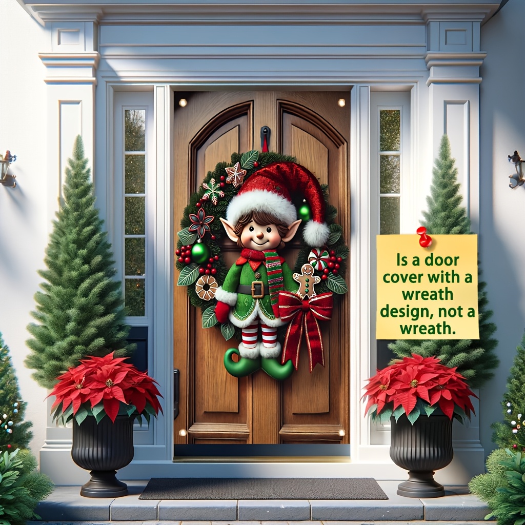 

Christmas Elf - 35x70" Porch Decoration, Hanging Backdrop For