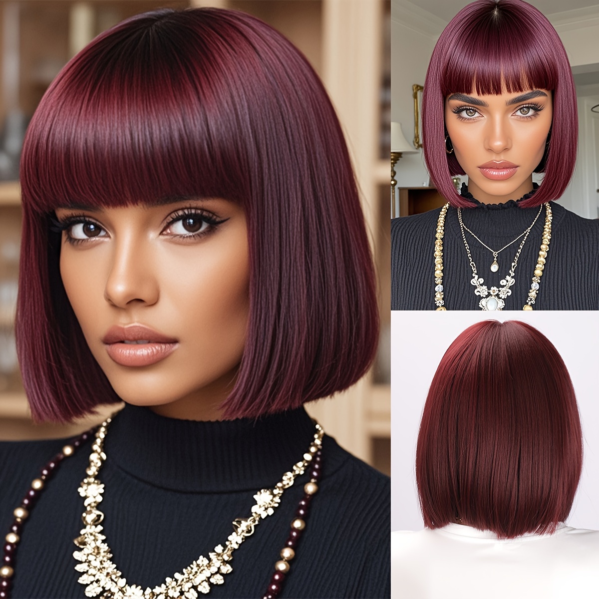 

Unique And Women's Synthetic Fiber Short Hair Wig-heat-resistant, Easy To Shape, With Comfortable Hat, Suitable For And Activities.