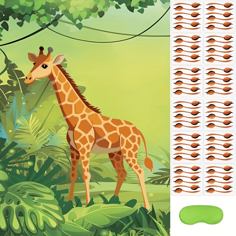 

Giraffe Pin The Tail Game Set - Poster For Birthday Parties & , No Batteries Required, Birthday