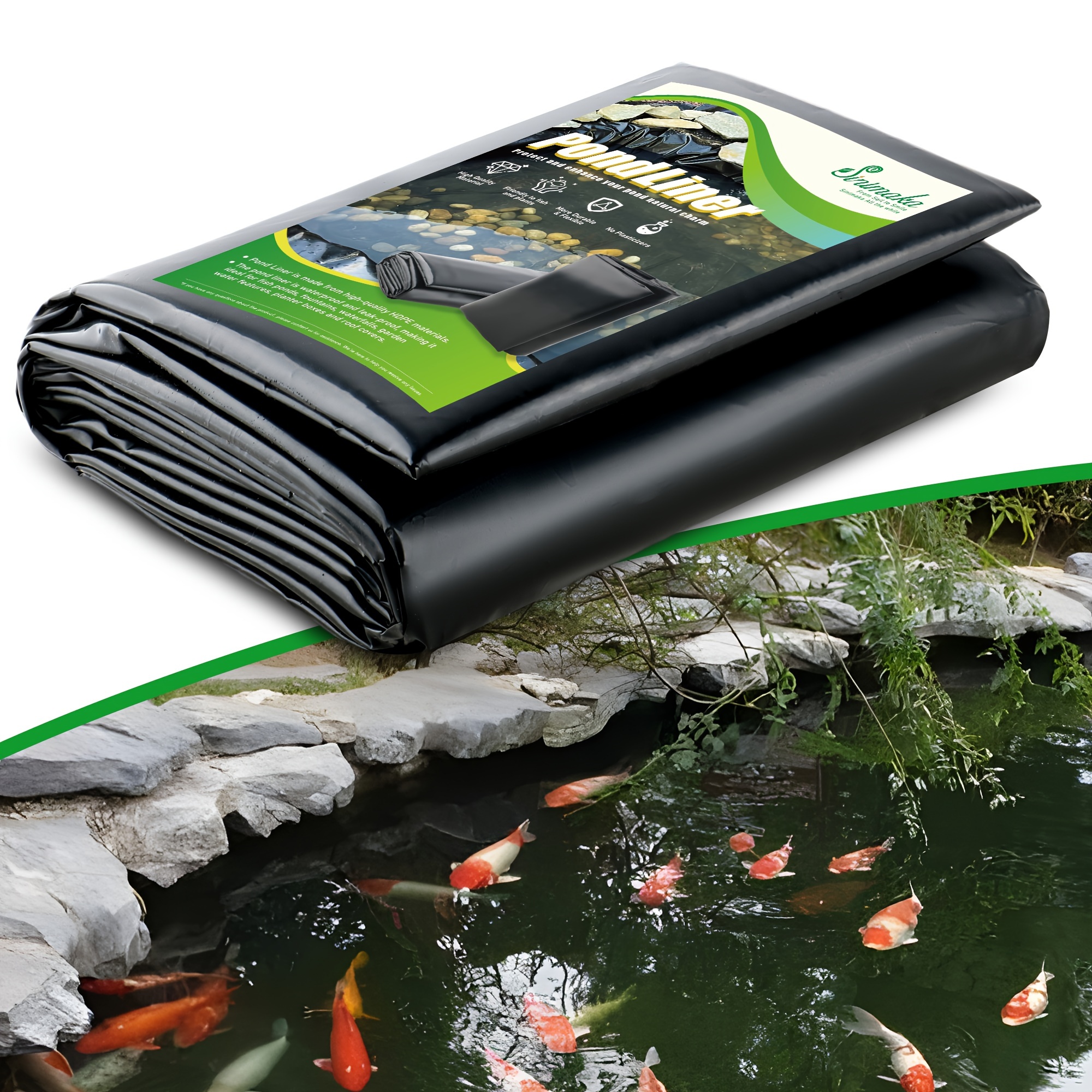 

1 Pc , 16.5ft X 20ft Hdpe Pond Liners For Outdoor Ponds, Pond Liners For Koi, Fish, , Fountain, Waterfall