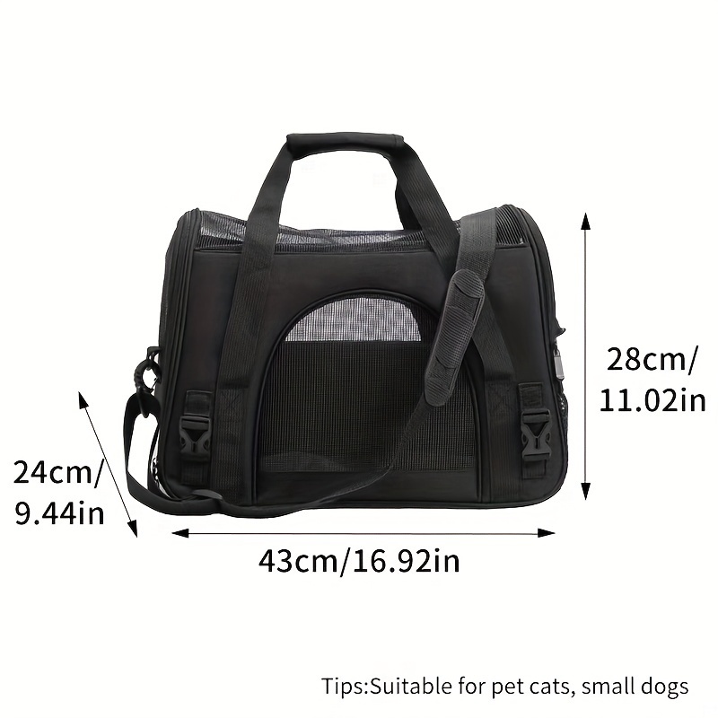 TEMU 1pc Portable Foldable Pet Carrier Bag For Cats And Small Dogs - Breathable Travel Tote With Adjustable Shoulder Strap And Zipper Closure, Ideal For Outdoor Activities