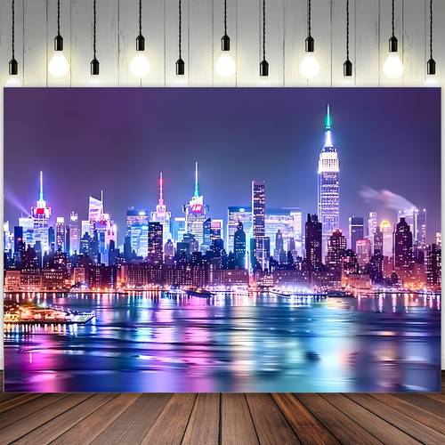 night view backdrop versatile polyester banner for home party decor bedroom living room to hang durable no power needed light decor universal occasion