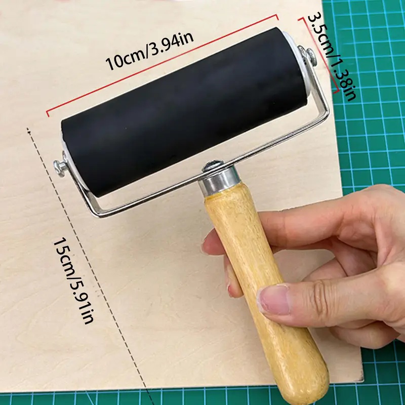 TEMU Rubber Ink Roller - Heavy-duty Printing Tool With Non-slip Grip, For , Stamp, Painting, Calligraphy - Compatible With Ink Pads & Rollers - Ideal