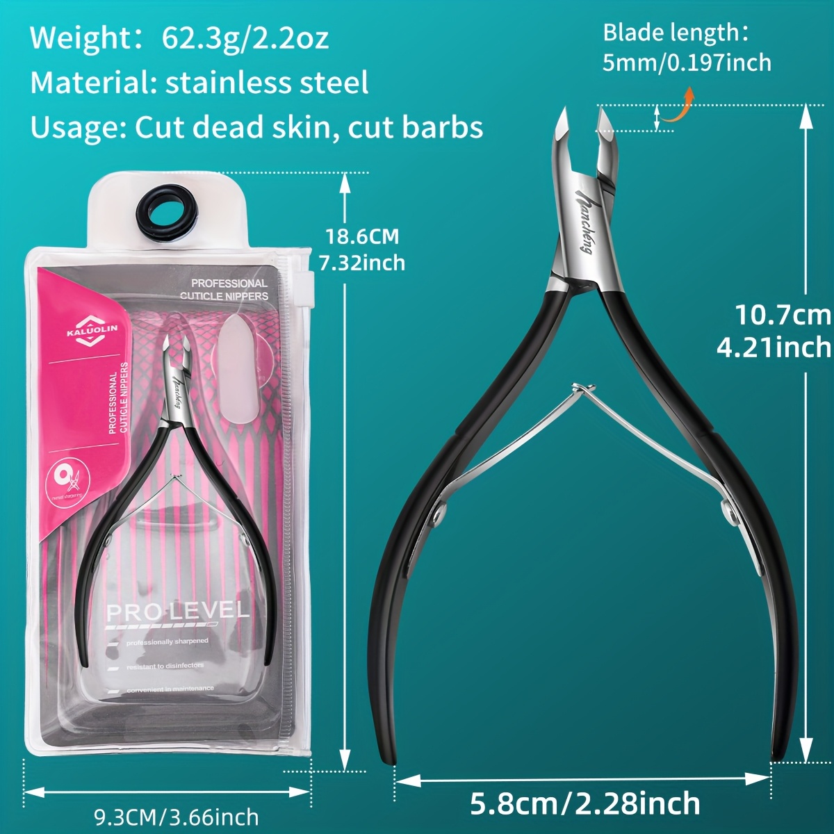 Image of A Stainless Steel Cuticle , A Tool For Removing Cuticles From Fingernails And Toenails, A Dead Skin And Trimmer, A Nail Edge Clipper, An Embedded Toenail Clipper, Perfect For Nail Salons And Home Use.