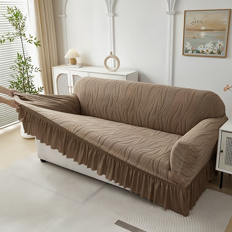 TEMU Housse de canapé élastique à motif , style jupe, couverture intégrale, lavable à ou en machine