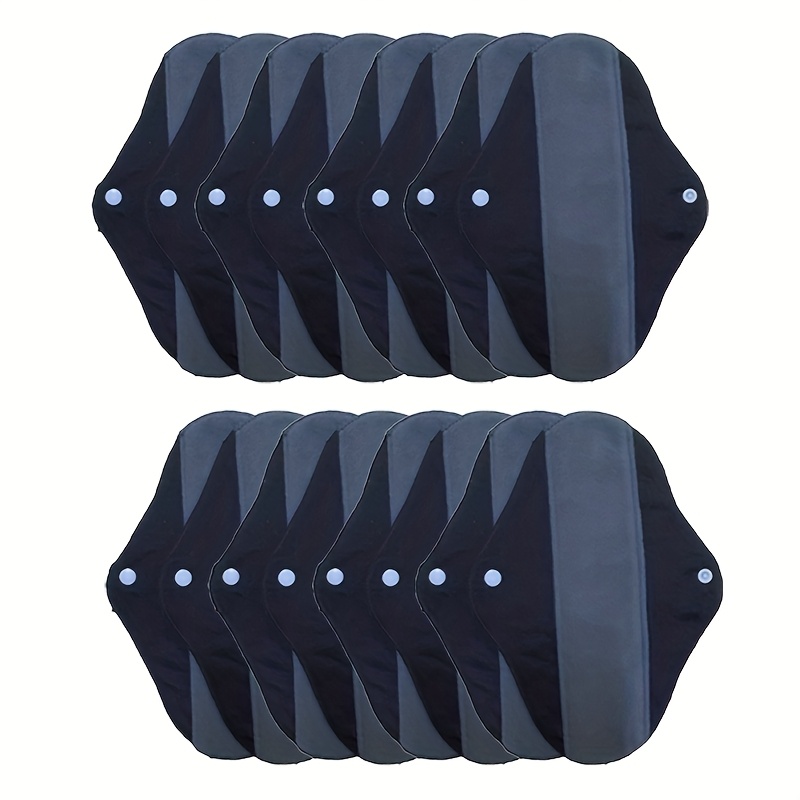 Image of 16pcs Large Black Pads, 26 X 19.5cm Reusable Care Pads, No Waterproof Layer, Non-leakproof, Washable Pads, Easy To Clean, Suitable For Nighttime, Daily Use, Women, Middle-aged And Elderly