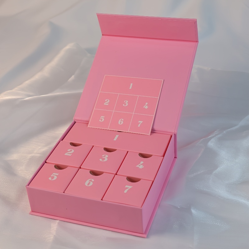 TEMU Christmas Countdown Calendar Gift Box Set - 7pcs Blank Paper Packaging For Holiday Presents, Jewelry Surprise Boxes, Halloween