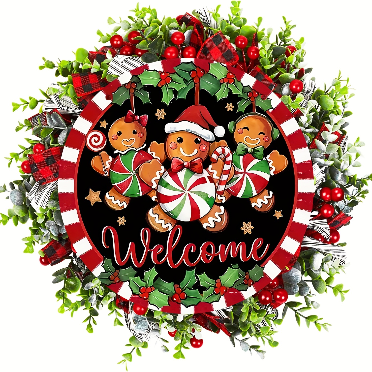 

Vintage Gingerbread Christmas Wooden Sign 8x8in - Merry Christmas Welcome Decor For Home, Porch & Wall | Ideal Holiday Gift & Wreath Centerpiece