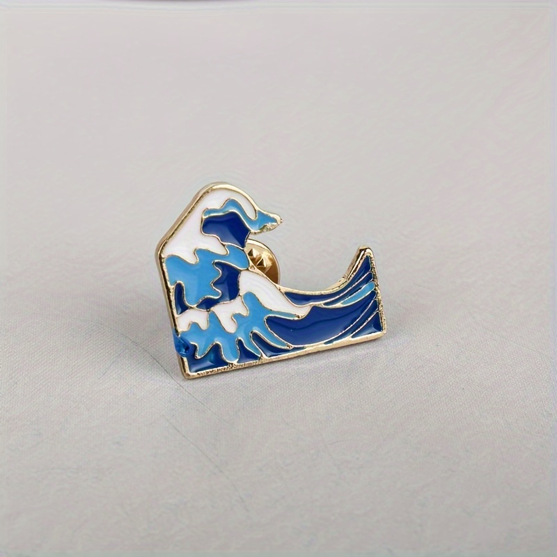 

10/5pcs Stunning Blue Ocean Wave Design Alloy Brooch, Perfect Accessory For