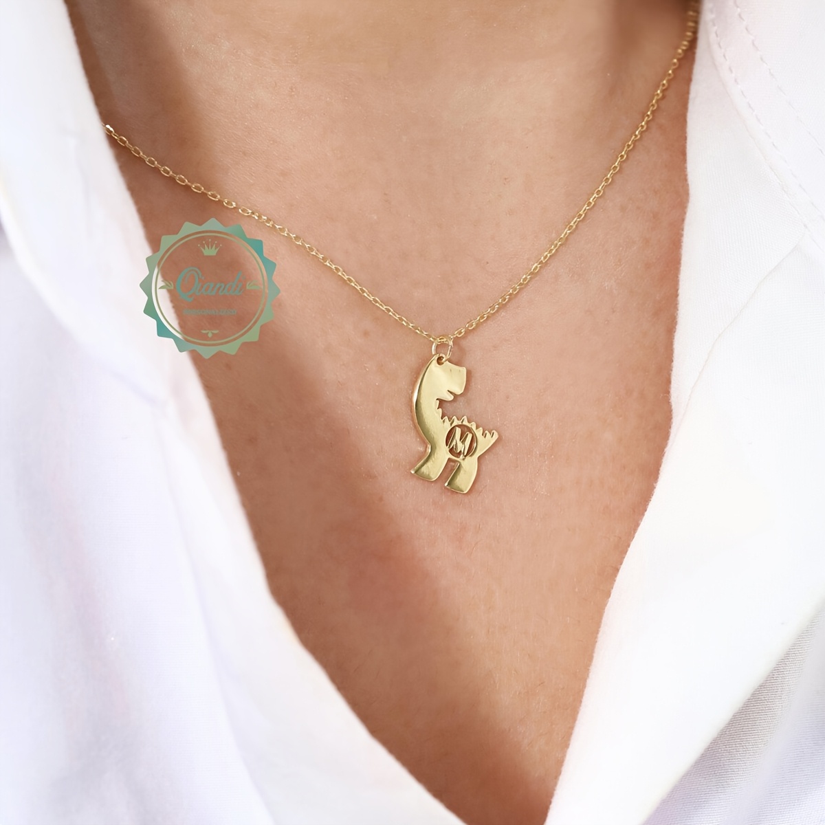 Custom Name Personalized Dinosaur Necklace