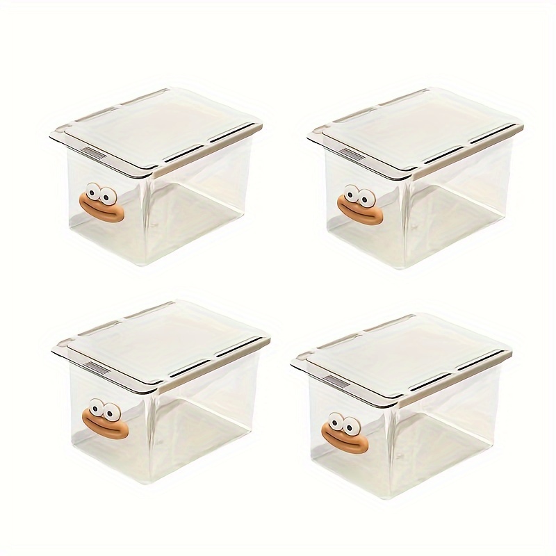 4pcs Mirror Cabinet Under-drawer Cute Transparent Storage Boxes Suitable For Bathroom Makeup Supplies Bathroom Cabinet Retractable Shelf Trace-free Adhesive No Damage To Cabinet , Shelf Baskets