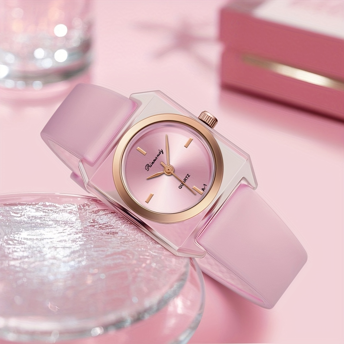womens square transparent watch case teal - Temu Georgia display picture 3