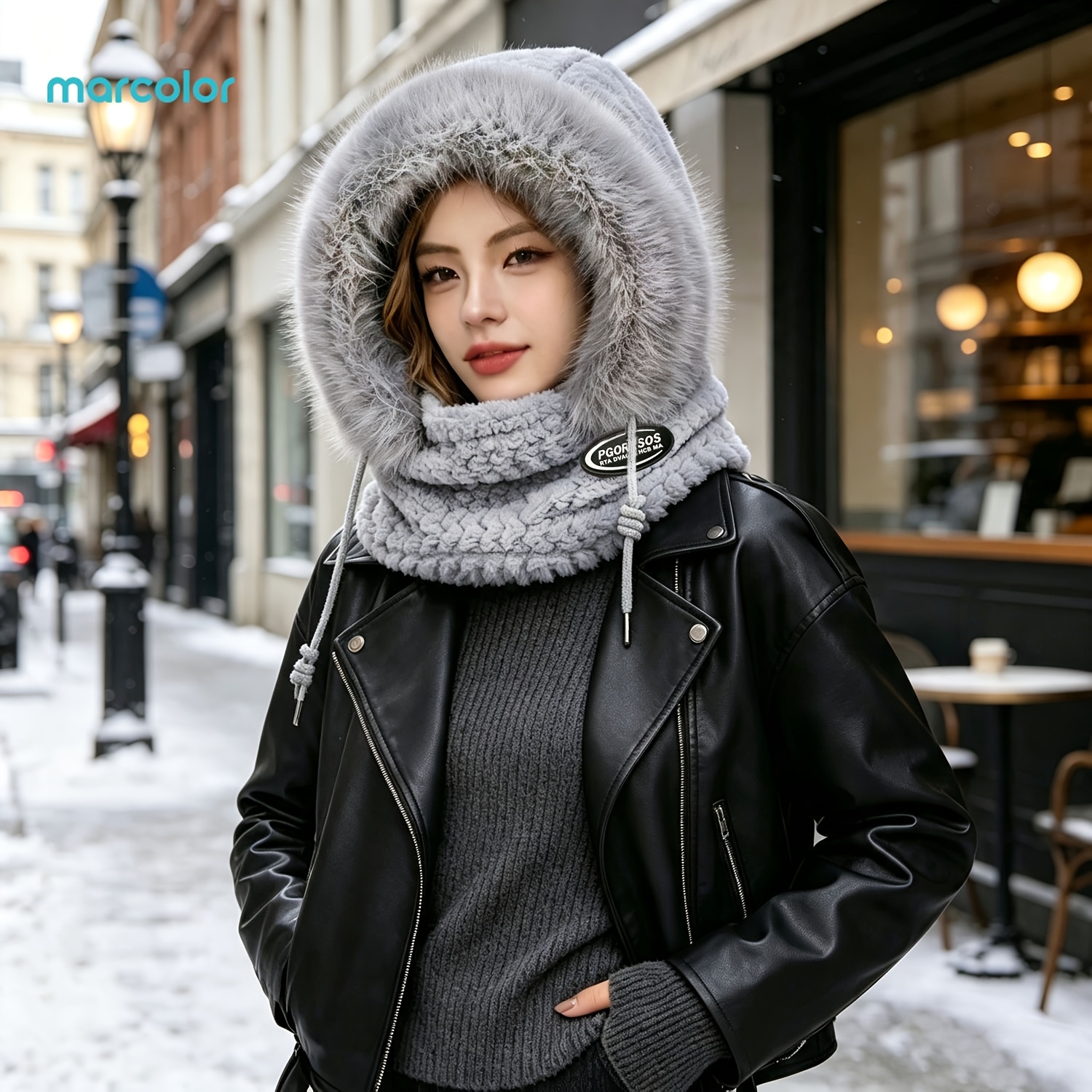 TEMU Bonnet 1 pièce pour femme automne/hiver en peluche, bonnet -en-un à d'oreille multicouche de , chapeau de voyage air, cadeau de Noël