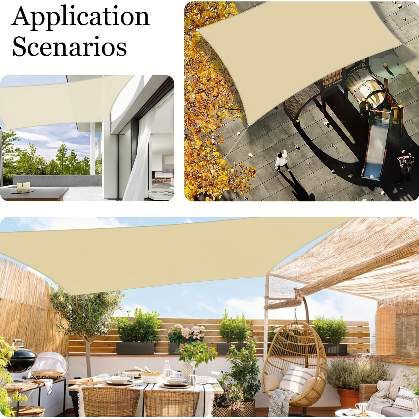 1pc Rectangular Sunshade Sail, Outdoor Pavilion UV Blocking Canopy, Yard Shade Tent for Patio Lawn, Beige