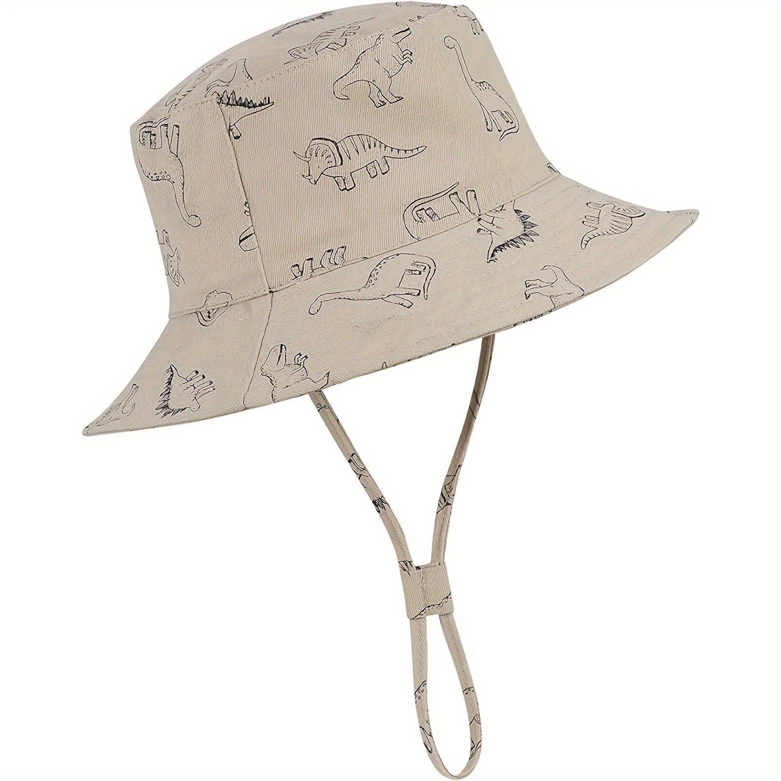 1pc Children's Fisherman Hat, Cartoon Dinosaur Print Baby Sunshade Hat, Big  Brim UV Protection Bowl Hat For 6-month-5-year-old Children