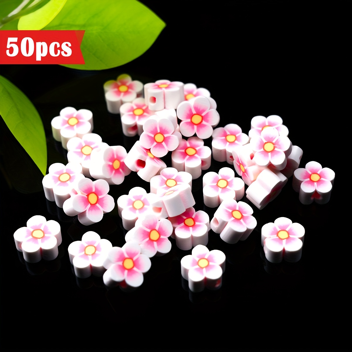 A Set Of 50 Cherry Polymer Clay Bead Bracelet Making Kit, Featuring Cute And Fun Cherry Bead Pendants Suitable For Jewelry Making Additions For Women And