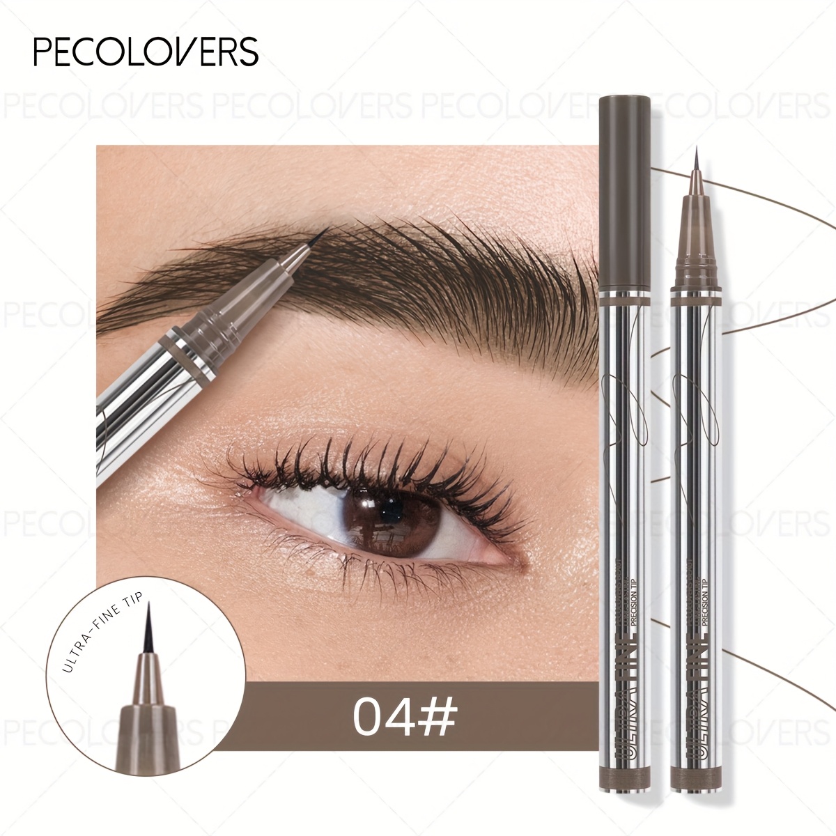 Image of 1pc Pecolovers Liquid Eyebrow Pencil - Ultra-thin Tip, No Smudge Quick-dry Waterproof Formula, Natural Brow Stain For Skin & For -day Full-body Use (swimming, Workouts) - Liquid Brow Pencil Marker