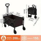 large capacity folding multi function hand truck with all terrain wheels brakes and side pockets heavy duty metal frame fabric plastic structure suitable for gardening camping beach sports and shopping portable folding transport cart sturdy plastic construction