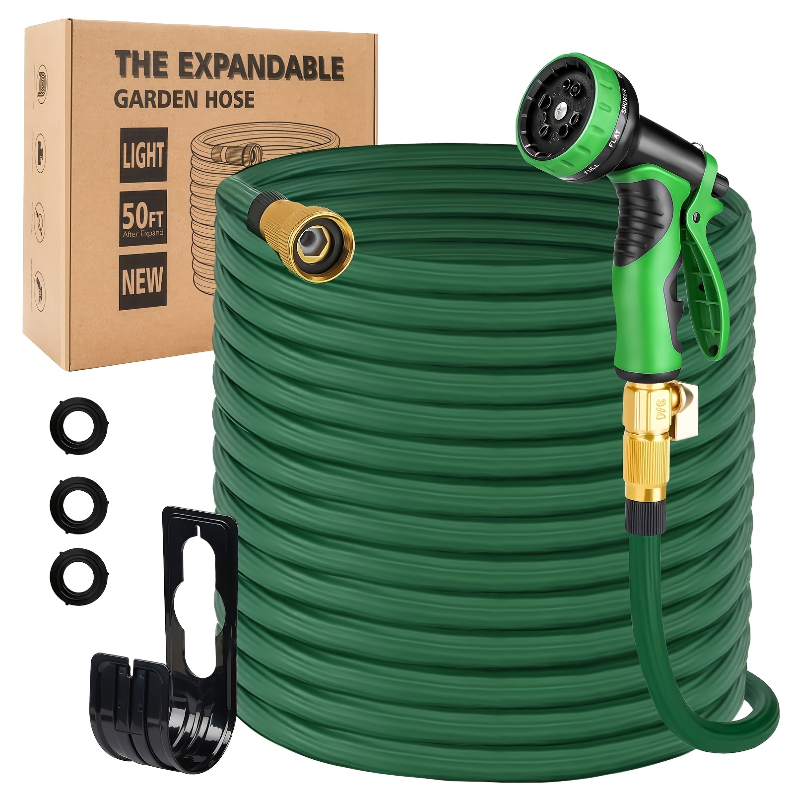 

100ft Garden Hose - Lightweight, Flexible With 10- Nozzle, Leakproof & Kink-free, 40-layer Rubber