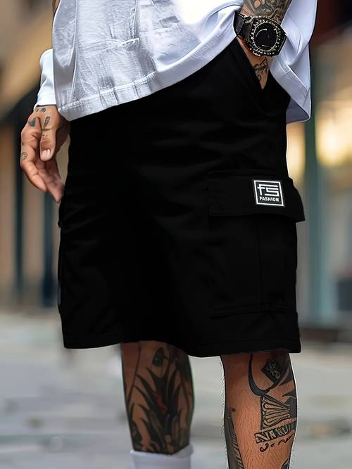 1 pack mens cargo shorts durable non stretch fabric anti tear solid color with pockets