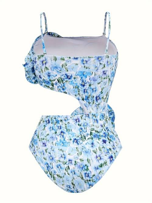2024 europe and the united states swimsuit new womens three dimensional flower decoration chest hollowed out floral beach holiday swimsuit set
