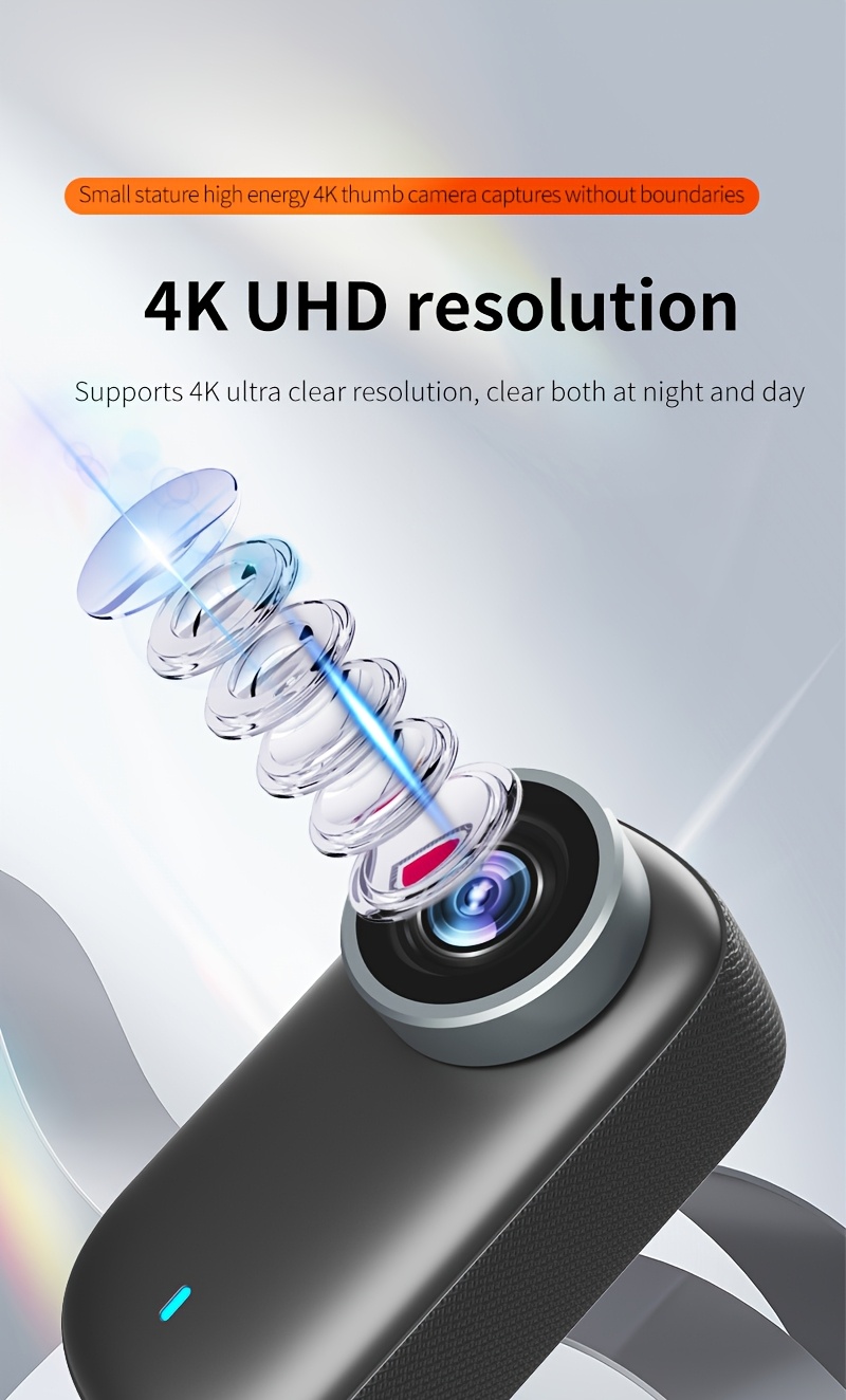 4K Ultra HD Thumb Action Mini Camera, Bike And Motorcycle Recorder, Built-In Hotspot Wifi, Wearable Action Camera, Magnetic Design, Compact And Lightweight, Easy to Install, Outdoor Travel, Sports And Pet Camera