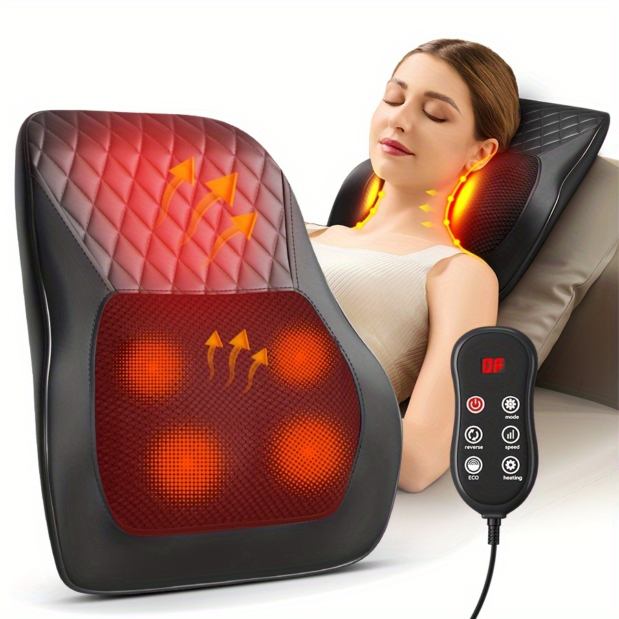 

3d Shiatsu Kneading Massage Pillow With Heat | Cordless Type-c Rechargeable Back, Neck, Shoulder, Leg Massager | Gifts For Men And Women | Use At Home, Office, Car Father's Day Gift
