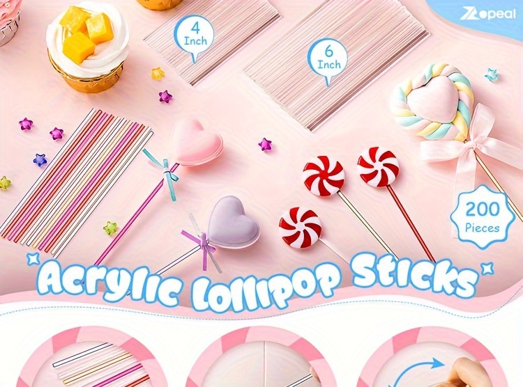 50pcs acrylic lollipop sticks cake pops sticks candy sticks treat sticks for wedding halloween christmas   pops cupcake toppers chocolate cookie dessert details 0