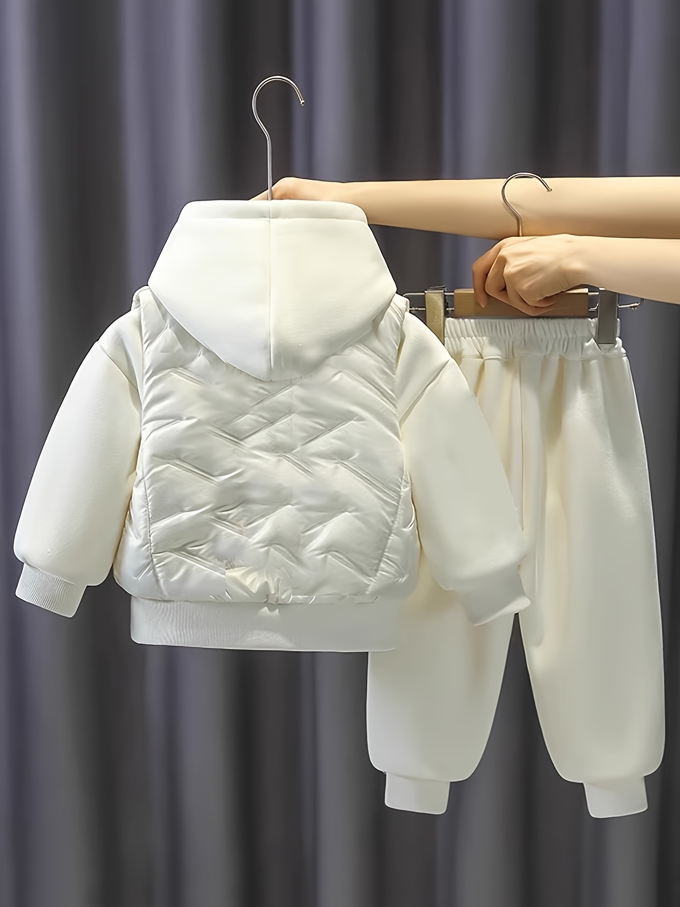 Meisjes 2025 Nieuwe Winter Outfit Set - Knus Fleece Gevoerd Hooded Sweatshirt & Bijpassende Broek met Beer & Hart Patronen, Lange Mouw Casual Winterkleding, voor Buiten, Dikke Winterkleding Voor Meisjes