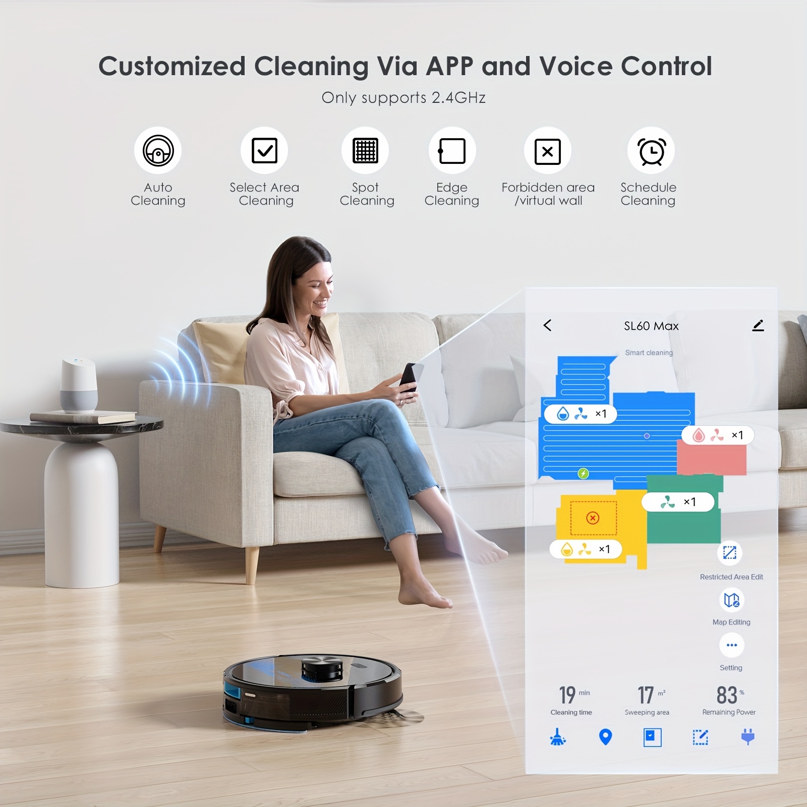 Lubluelu SL60MAX 4500Pa Robot Vacuum and Mop Combo, Self-Emptying Station, 60-Day Hands-Free Operation, Self-Charging 3-in-1 Robotic Vacuum with Wet Mopping System, HEPA Filter & Smart Navigation for Pet Hair, Hard Floors, Carpets - Ideal for Large