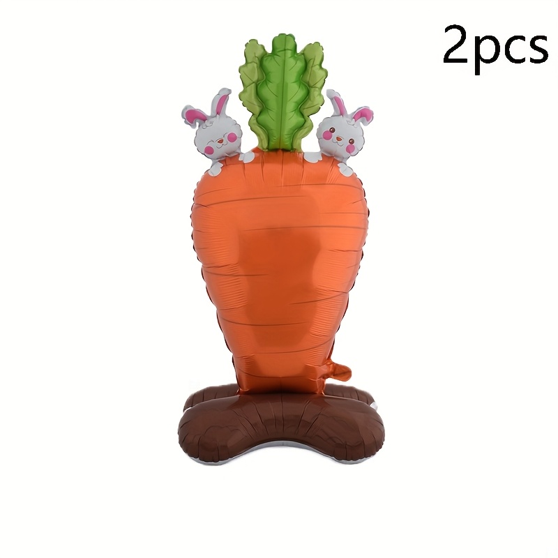 1/2pcs Standing Carrot Easter Bunny Balloons For Party Decor, Scene Arrangement Shaped Balloons