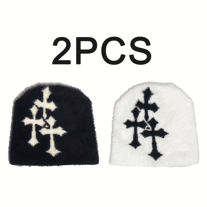 cross pattern plush hat y2k style hip hop cap soft - Temu United cross pattern plush hat y2k style hip hop cap soft - Temu United