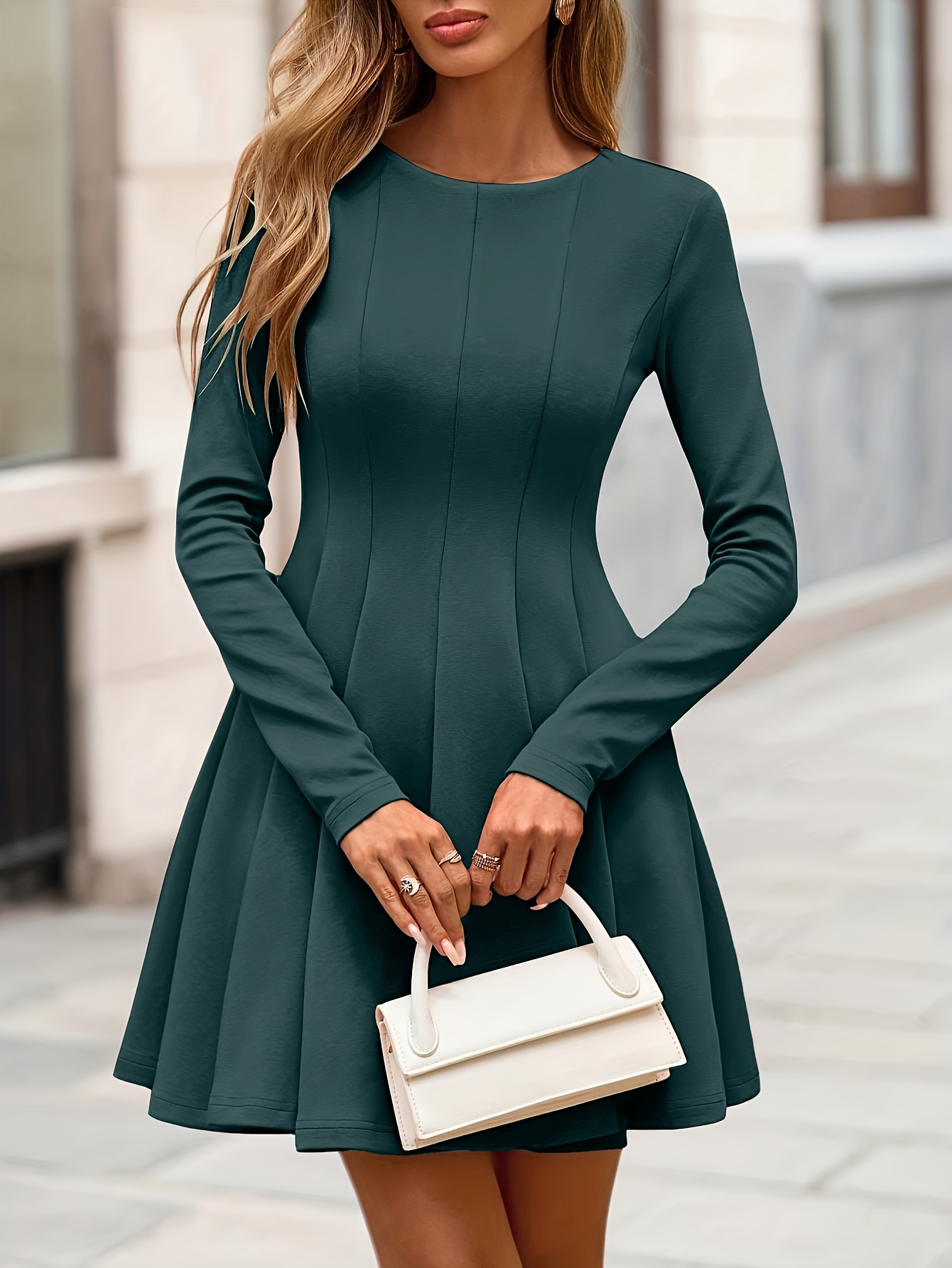 flowy dress Cream long sleeve flowy mini dress - size UK 6 main image 0